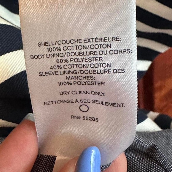 Express Navy Blue and White Striped Trench Coat Belted Size XS - Picture 6 of 6